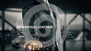 Personalization with hologram businessman concept photo