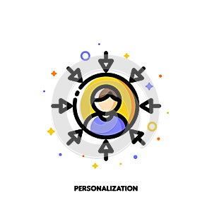 Personalization of social media marketing. Icon with user avatar photo