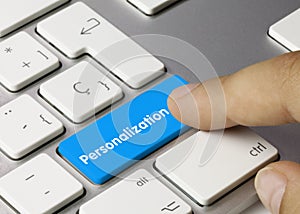 Personalization - Inscription on Blue Keyboard Key photo