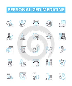 Personalized medicine vector line icons set. Personalized, Medicine, Precision, Genomic, Customized, Therapeutics