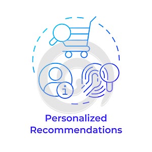 Personalized recommendations blue gradient concept icon