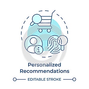 Personalized recommendations soft blue concept icon