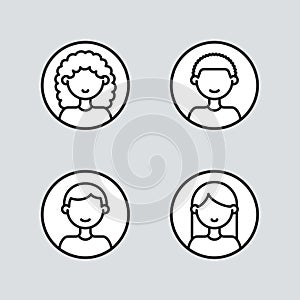 Personas avatars outline icons photo