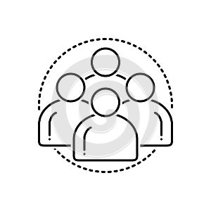 Black line icon for Personas, man and team photo