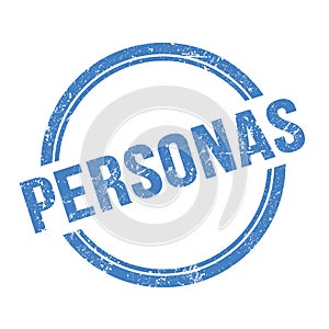 PERSONAS text written on blue grungy round stamp photo