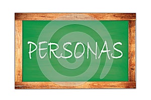 PERSONAS text written on green school board