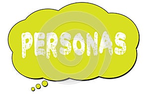 PERSONAS text written on a light green thought bubble