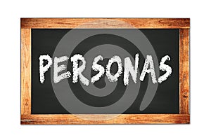 PERSONAS text written on wooden frame school blackboard photo