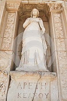 Personification of Virtue, Arete Statue in Ephesus Ancient City photo