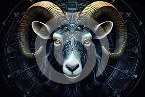 The personification of the zodiac sign Aries. Generative AI