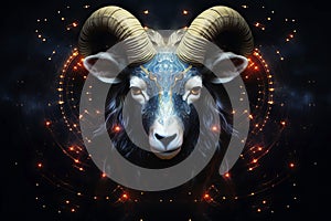 The personification of the zodiac sign Aries. Generative AI