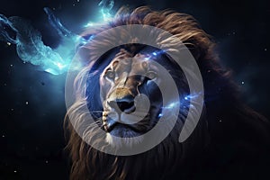 The personification of the zodiac sign Leo. Generative AI