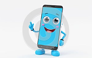 Personified Smartphone with Blue Features