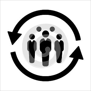 Personnel change icon vector people in round cycle symbol human resource concept for graphic design, logo, website, social media,