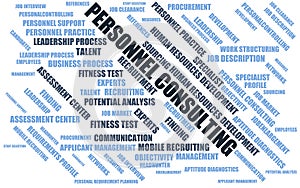 Personnel consulting - word cloud / wordcloud with terms about recruiting