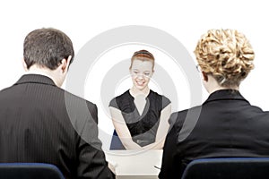 Personnel officers interviewing a candidate photo