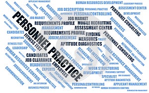 Personnel practice - word cloud / wordcloud with terms about recruiting