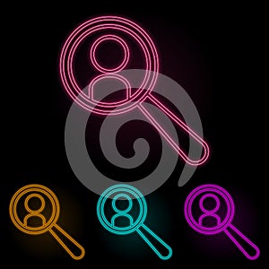 Personnel search color neon set. Simple thin line, outline vector of web icons for ui and ux, website or mobile