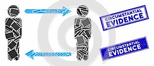 Persons Exchange Arrows Mosaic and Distress Rectangle Circumstantial Evidence Stamps photo