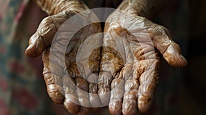 A persons hands before cupping therapy with swelling and stiffness due to arthritis