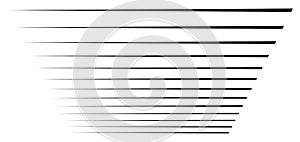 Perspective 3d lines. Stripes vanish, diminish into horizon. Simple straight, parallel strips, streaks pattern / illustration.