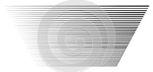 Perspective 3d lines. Stripes vanish, diminish into horizon. Simple straight, parallel strips, streaks pattern / illustration.