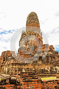 The perspective of ancient pogoda in Wat Phra Ram, Ayutthaya, Thailand