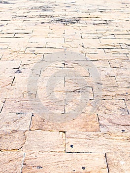 Perspective background : Sand stone brick perspective floor,text