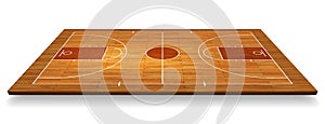 Perspective Basketball court floor with line on wood texture background. Vector illustration