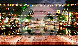 perspective board over blurred night market