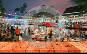 perspective board over blurred night market