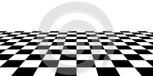 Perspective checkerboard background, square grid checkered landscape texture
