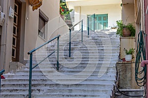 Perspective clean white shot of an old stairs