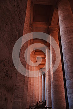 Perspective Columns in Vatican. Piaza San Pietro