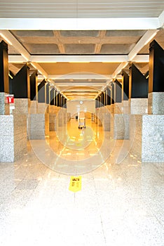 Perspective corridor at airport