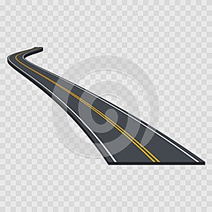 Perspective Curved Road. Vector