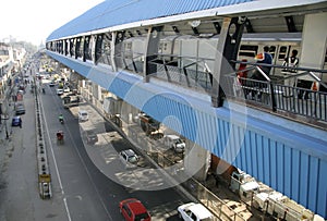 Perspective of elevated metro station
