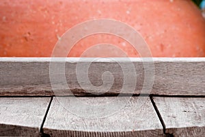 Perspective empty wooden table for background.For product display montage or design layout