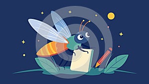 The perspective of a firefly reflecting on the beauty of their short lifespan in a journal entry.. Vector illustration. photo