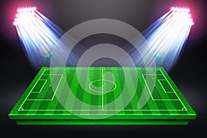 Perspective of football field, Soccer field collection. Football stadium with white lines marking the pitch. Perspective elements