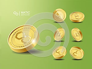 Polygon MATIC Cryptocurrency Coins.