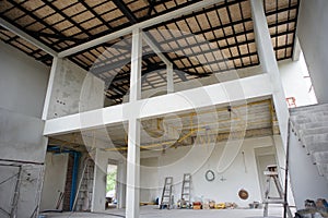 Perspective interior modern design of house under construction