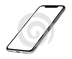 Perspective isometric similar to iPhone X smartphone mockup front side CCW rotated