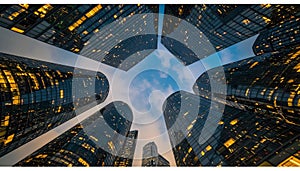 perspective office building city low angle monumental feel of the architecture