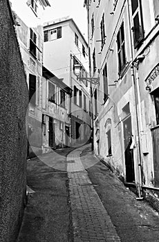 Perspective of old street in Genova Nervi town photo