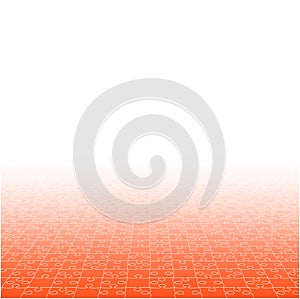 Perspective Orange Puzzles Pieces - Vector Jigsaw