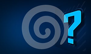 Perspective Question mark concept on blue background, digital question mark background