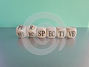 Perspective or retrospective symbol. Turned cubes photo