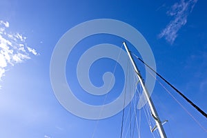 Perspective rigging mast yacht blue sky