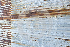 Perspective of Rusty Corrugated Steel Wall